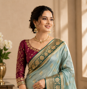 প্রিমিয়াম পার্পল জরি কাজের সফট সিল্ক শাড়ি
